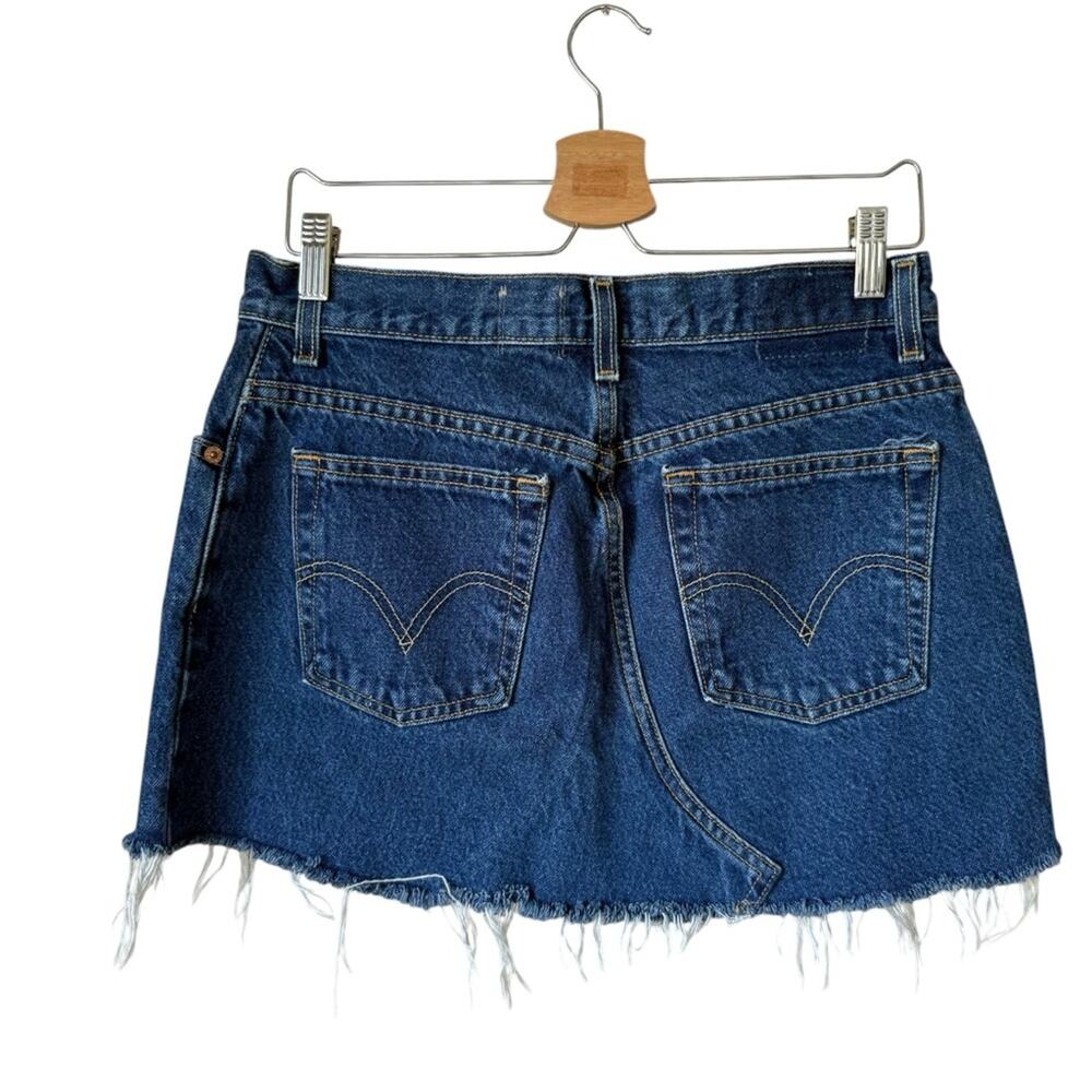 Furst of a kind Upcycled Denim Mini Skirt with custom zippers Levi's Size 30 - Picture 2 of 3